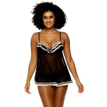 NWT Spree Intimates Women Mesh Triangle Cup Sequin Babydoll SetSize Large