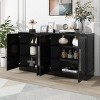 Sideboard With 4 Doors, Large Buffet Cabinet With Adjustable Shelves, 60 Inch Long Sideboard Buffet Cabinet-Cuddlewood - 3 of 4