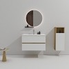 COWLOWN Black 29.9-in Contemporary Wall-Mounted Bathroom Vanity with Snow White & Natural Oak Finish, Silent Soft-Close Drawers - 3 of 4