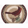 Earth Rugs Cardinal Pinecone Round Trivet – 10" Red Bird & Pine Print on Braided Natural Jute Table Mat - 2 of 3