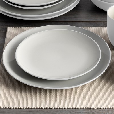 White Ceramic Minimalist Dinner Plates Set of Four