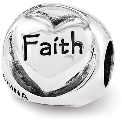 Black Bow Jewelry Sterling Silver Faith Hope Love 3-Sided Trilogy Bead Charm