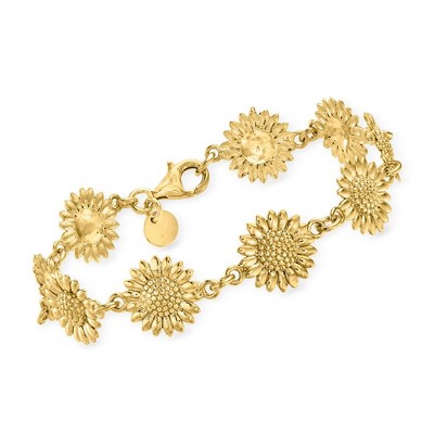 Ross-Simons Italian 18kt Gold Over Sterling Sunflower Bracelet