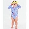 RuffleButts Baby/Toddler Girls UPF50+ Long Sleeve One Piece Rash Guard - 3 of 4