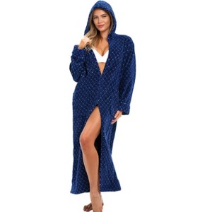 ADR Women's Zip Up Robe with Hood, Women's Long Zipper Robe, Warm Cozy Hooded Bathrobe - 1 of 3