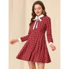 Allegra K Women's Peter Pan Collar Long Sleeve Plaid Shirt Dress - 3 of 4