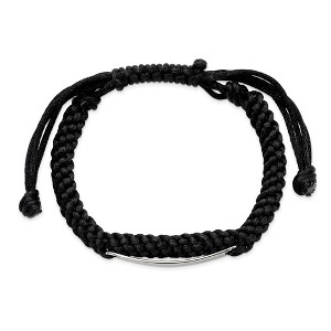 Chisel Stainless Steel Polished Black Fabric Adjustable ID Bracelet - 1 of 4
