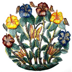 Slickblue Colorful 24-Inch Painted Flower Garden Wall Art, Handmade Steel Decor for Indoor and Outdoor Spaces - 1 of 3