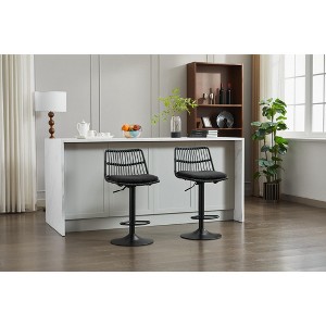 LOVMOR Set of 2 Rattan Bar Stool, 360 Swivel Bar Chair, Counter Height Chair with Footrest for Kitchen, Dining Room - 1 of 4