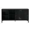 ORRD Mirod Modern Geometric Accent Cabinet with Sliding Doors, Vertical Striped Design, Wood Veneer Top, and Storage Drawers - 3 of 4