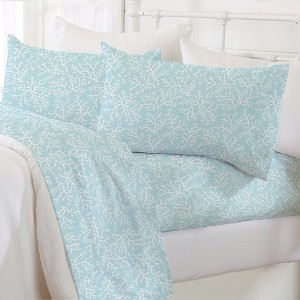 Coastal Brushed Microfiber Sheet Set - Great Bay Home (Queen, Blue Coral) - 1 of 4