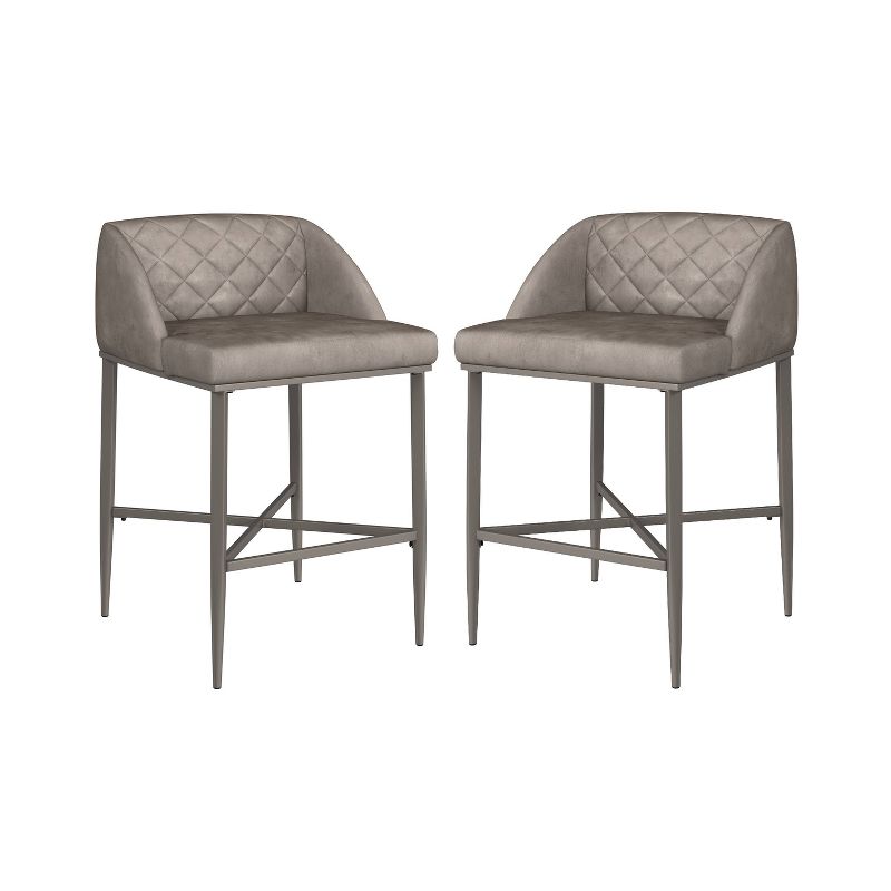 Set of 2 Phoenix Non Swivel Counter Height Barstool Gray - Hillsdale Furniture, 1 of 18