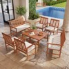 Tangkula 8-Piece Acacia Wood Patio Conversation Set Outdoor Furniture Set w/ 4 Armchairs - 3 of 4