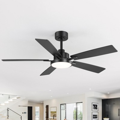 Airsurfer 52" Ceiling Fan with 3 Colors LED Light and Memory Function,6 Speeds Quiet Motor,5"/10" Downrods,Remote Included,Ceiling Fan for Living Room