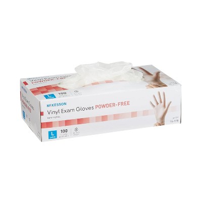McKesson 14-118 Large Vinyl Exam Gloves Clear Powder Free Non-sterile (Box of 100)