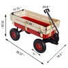 SEVOBAL Utility Storage Cart Outdoor Sports Tool Cart Wooden Side Panels, Inflatable Tires Multi-Functional Portable Wagon, Red, 39.37"*15.75"*20.28" - 3 of 4