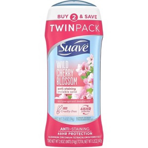 Suave Deodorant Antiperspirant & Deodorant Stick Wild Cherry Blossom, 2.6 oz, 2 Count - 1 of 4