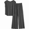 Ekouaer 2 Piece Lounge Sets for Women Matching Summer Outfits Casual Ribbed Knit Cap Sleeve Wide Leg Pants Sets - 4 of 4