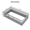Canopy Floor Bed for Kids, Safe Montessori Bed with Guardrails, Four Poster Design Bed with Pine Wood Finish-Baofuwish - 4 of 4