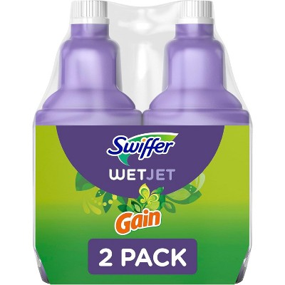 Swiffer WetJet Multi-Purpose and Hardwood Liquid Floor Cleaner Solution Refill, with Gain Scent (2 count, 42.2 fl oz each)