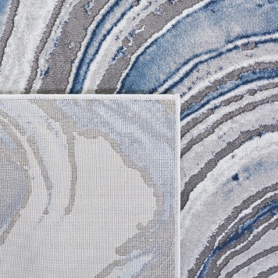 Contemporary Abstract Swirls 79" Square Area Rug in Gray