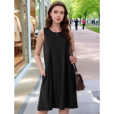Женские футболки INSPIRE CHIC Women's Tie Dye Tank Beach Casual Sleeveless Loose T-shirt Sundress with Pockets Small Black — фото 3