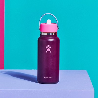 Hydro Flask 32oz Wide Mouth Flex Straw Water Bottle Sugar Plum: BPA-Free, Vacuum-Insulated, Leakproof, Dishwasher-Safe