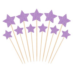 Unique Bargains Non-Edible Star Paper Bamboo Picks Birthday Cake Decorations Toppers 50 Pcs - 1 of 4