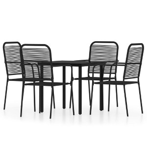 vidaXL Patio Dining Set Outdoor Dining Set Garden Table and Chair Set Black - 31.5" Table Length 4 Items - 1 of 4