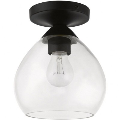 Catania Black and Clear Glass Semi-Flush Mount Light