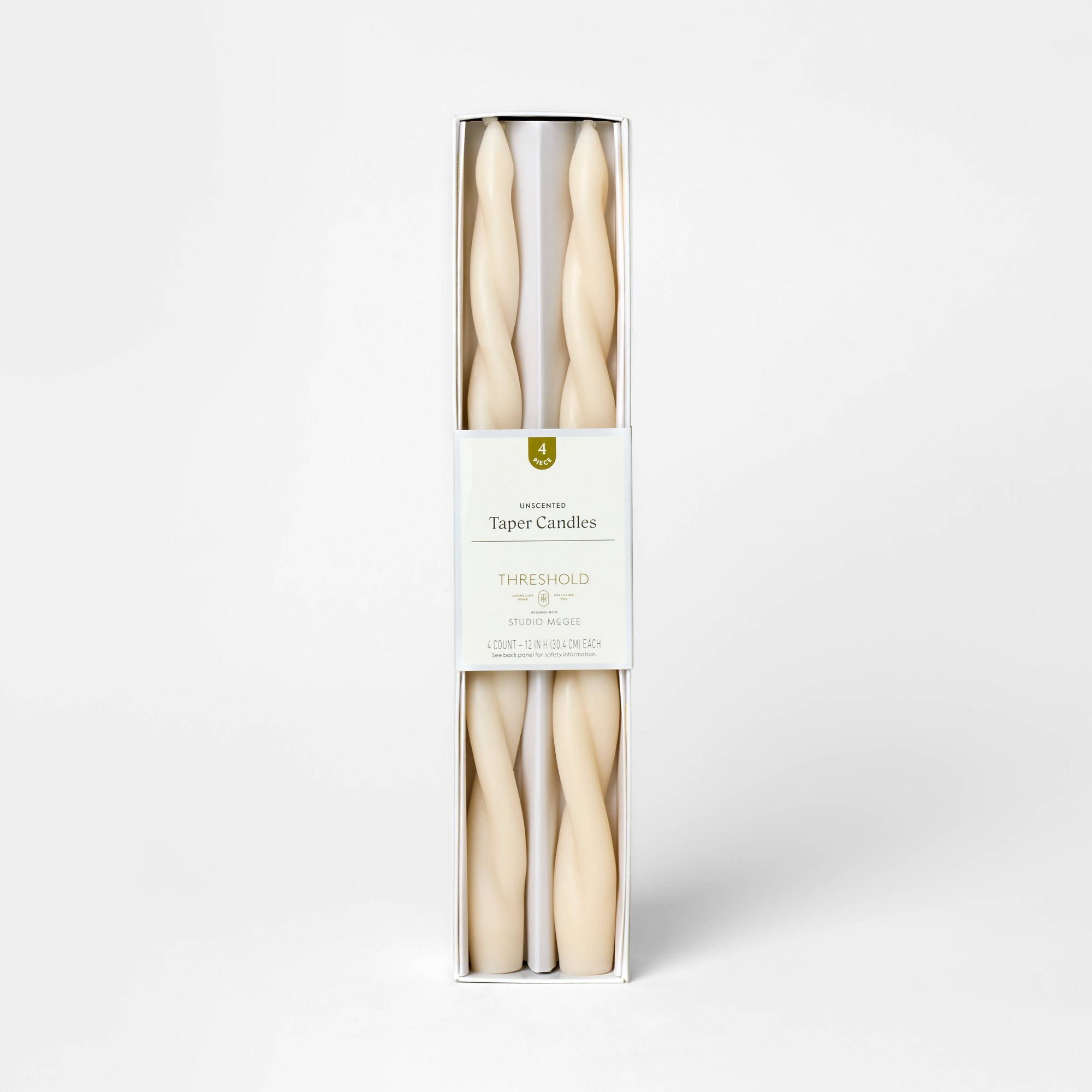 4pk Twisted Taper Candle Set Cream - Threshold™ designed with Studio McGee