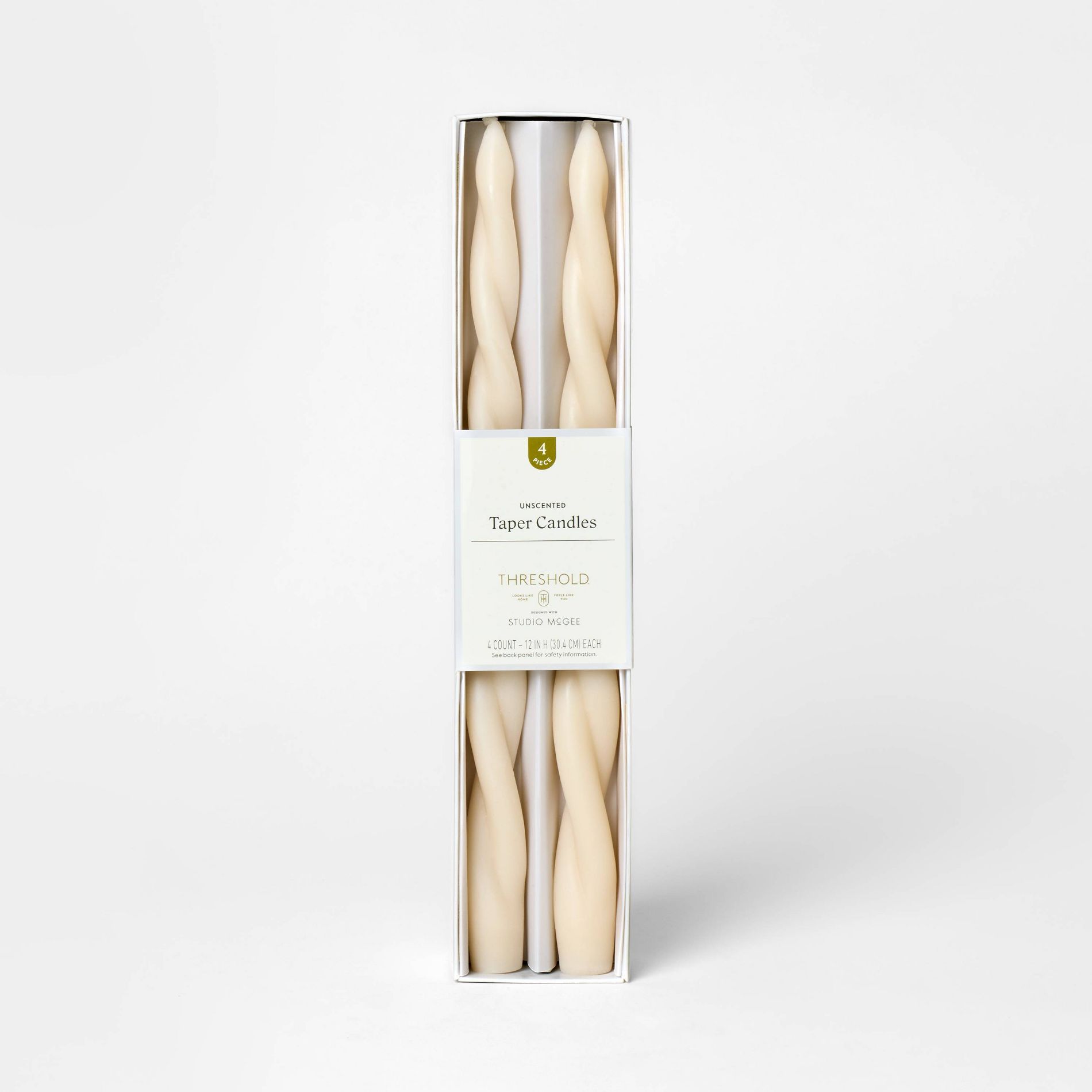 4pk Twisted Taper Candle Set - Threshold™ designed with Studio McGee