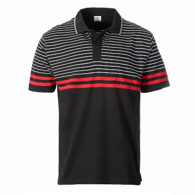 Gioberti Men's Double Striped Contrast Polo Shirt with Pocket - Black Collar Yarn Dye