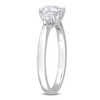 EVERLY JEWELRY | Sterling Silver 1 2/5 CT DEW Cushion and Pear Shape Created White Moissanite Three Stone Ring - 2 of 4