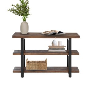 Pomona 2 Shelf Console Table Brown - Alaterre Furniture: Rustic Sofa Table, Metal Frame, Wood Top, Entryway Furniture - 1 of 4