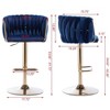 CAVINAS Set of 2 Adjustable Swivel Bar Stools,24-32 inch Velvet Counter Stools with Chrome Footrest with Gold Base for Kitchen Island & Dining - 4 of 4