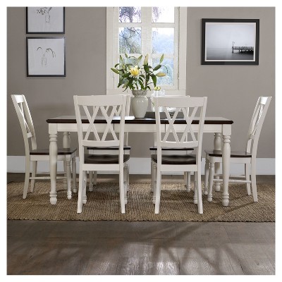 Classic Shelby 7-Piece White and Cherry Extendable Dining Set