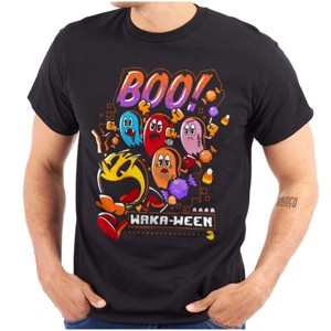 PACMAN Halloween Ghosts Boo Waka-Ween Graphic T Shirt Men or Women Brisco Brands - 1 of 4