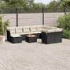 vidaXL 11 Piece Patio Sofa Set with Cushions Black Poly Rattan - Black and Cream - 2 of 4
