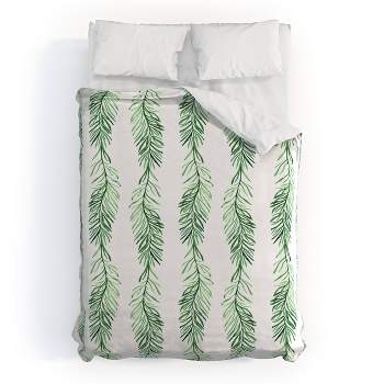 Queen Gabriela Fuente Natumas Polyester Duvet Cover + Pillow Shams Green - Deny Designs