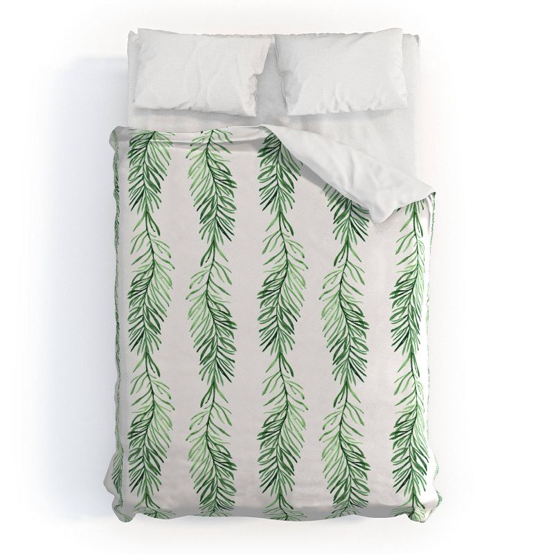 Queen Gabriela Fuente Natumas Polyester Duvet Cover + Pillow Shams Green - Deny Designs, 1 of 9