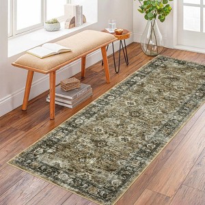 Area Rugs for Living Room Bedroom Vintage Distressed Rug Floral Print Accent Rug - 1 of 4