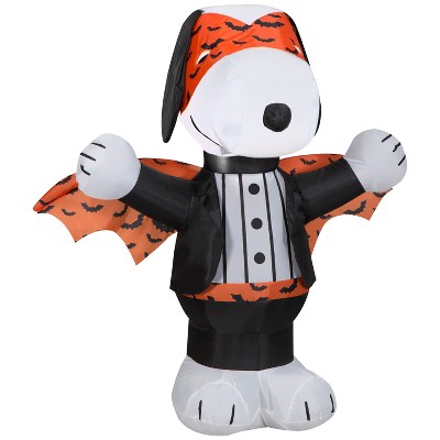Gemmy Airblown Inflatable Snoopy w/Orange Vampire Print Peanuts, 3 ft Tall, Multicolored