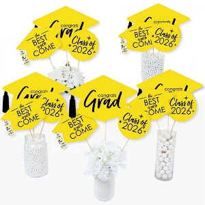 Big Dot of Happiness Yellow 2026 Graduation Party Centerpiece Sticks - Table Toppers - Set of 15 - 1 of 4