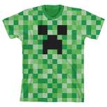Minecraft Video Game Creeper Face Youth Boys Green Graphic Tee