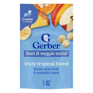 Gerber Baby Food Truly Tropical Blend Melts Toddler Snack - 1oz - 1 of 4