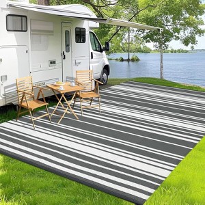 Outdoor Rug Modern Carpet Waterproof Plastic Straw Rug UV-Resistant Reversible Mat for Camping RV Porch Deck Balcony Beach - 1 of 4