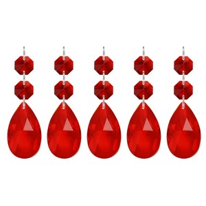 Unique Bargains Hanging Ornament DIY Craft Teardrop Crystal Chandelier Pendant Beads 3.35" x 1.5" 5 Pcs - 1 of 4