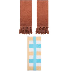 REGALWOVEN 3 Packs Cotton Absorbent Soft Decorative Bathroom Hand Towel Set - 1 of 4