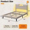 Full Bed Frame with LED Lights Headboard with Charging Station Upholstered Platform Bedframe Metal Support No Box Spring Needed 2-Tier Storage Beige - 4 of 4